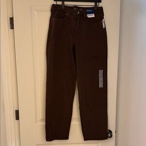 Old Navy Brown High-Rise Straight Leg Pants